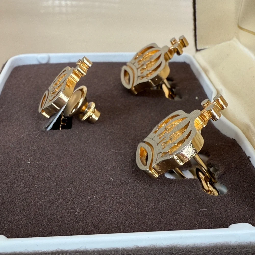 SWANK Vintage Silver and Gold Crown Cuff Links Set & Tie Tack